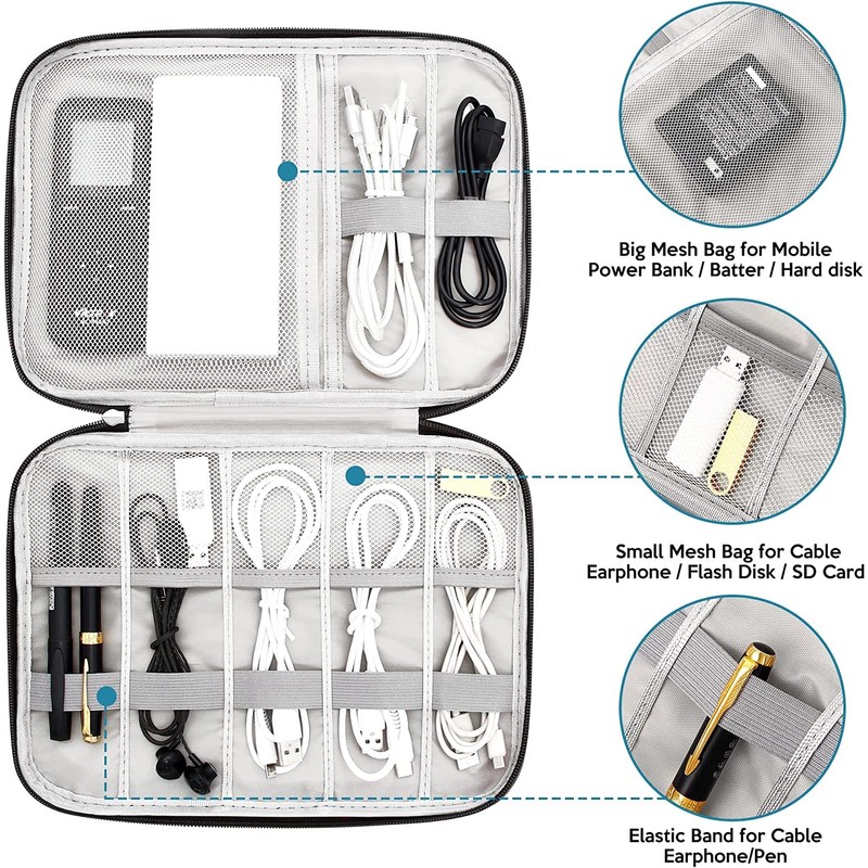 VOCUS Electronics Organizer Small Travel Cable Organizer Bag Compact Waterproof
