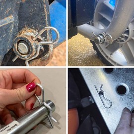 100 Pcs Cotter Pin R Pins Carbon Steel R Clips Zinc Plated Hitch Pins Spring Fastener Assortment Kit Retaining Pin Hair Pin Hairpin Clip 6 Size Heavy Duty R Pin Used for Hitch Pin Lock System (Silver)