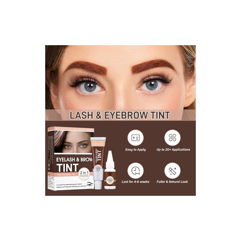 2 en 1 Tinte de Pestañas y Cejas,Kit de Laminación