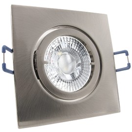 trendlights24 Carree LED Recessed Spotlights 230 V Stainless Steel Square 3 Levels Dimmable Extra Flat 35 mm Set of 5 Neutral White 5 W Spots, Ceiling Spotlights Swivelling