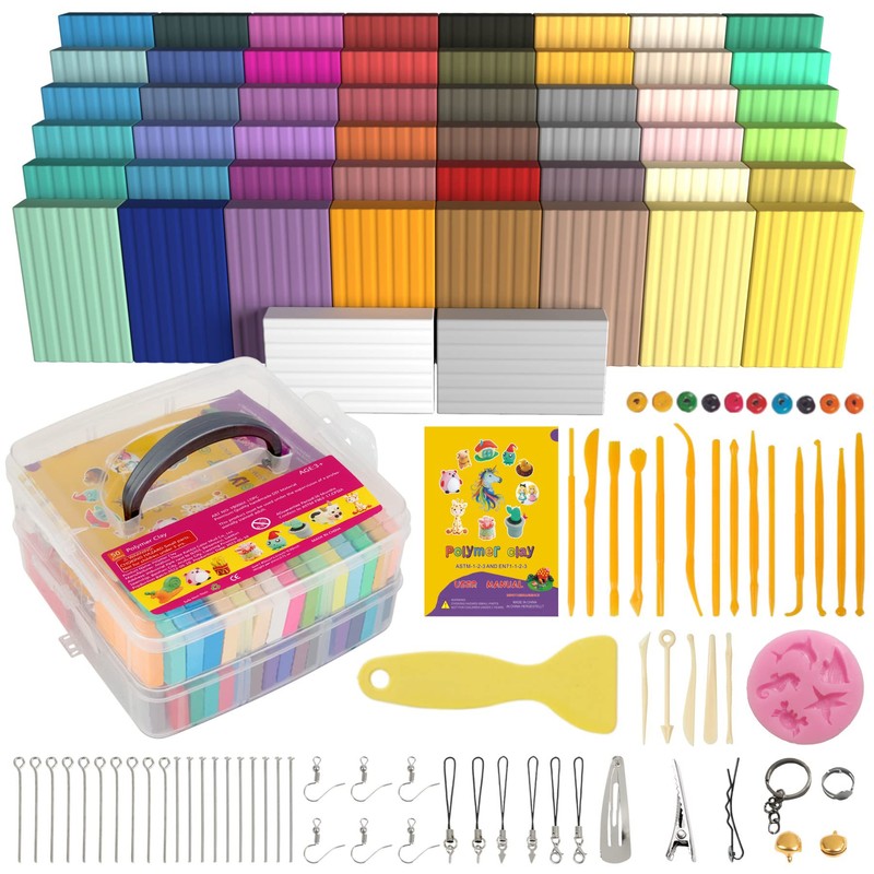Polymer Clay 50 Colors, Modeling Clay for Kids DIY Starter