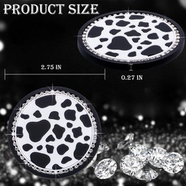 MEAJOO 2PCS Bling Silicone Cup Holder Coaster – 2.75 Inch Universal Fit, Anti-Slip & Shockproof, Cute Car Accessories for Girls (Cow Print)