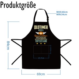 Sugeru Cooking Apron, Apron with 2 Pockets, Gifts 60th Birthday Men Women, Waterproof Kitchen Apron, Cooking Baking BBQ for Home, Restaurant, Adjustable Children's Apron, 1965 birthday