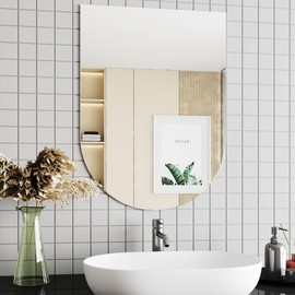 Protylctaster 22x30 Mirrors for Bathroom Sink,Nano Arched Wall Mirror Both Ends can be Hung, Frameless Bathroom Mirros,Arched Bathroom Mirror for Wall