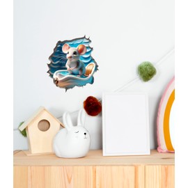 Mouse Reading Book Wall Murals Peel and Stick for Kids Room, Classroom Wall Decor - 3D Effect Wall Mural, Ideal Wall Stickers & Murals, Decorative Decal for Educational Spaces Design 14