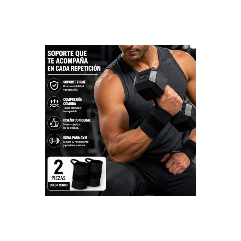 Muñequera Elástica con Dedal (Pack de 2) | Soporte de