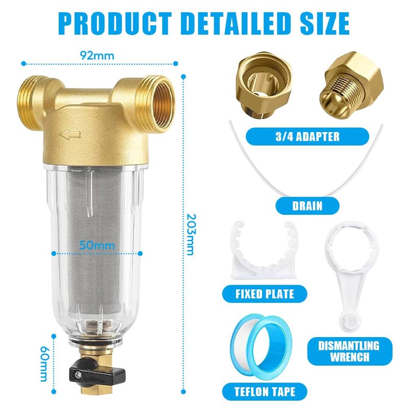 Flushable Fine Filter, Water Filter, House Connection, Backwash Filter, 1