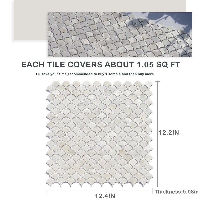 MOPTORLS Mother of Pearl Fish Scale Pattern Mosaic Tile for