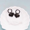 Black Heart Drop Earring for Women,Dangle Huggie Hoop Jewelry for