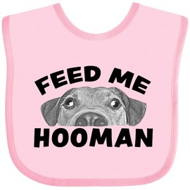 inktastic Goofy Dog-Feed Me Hooman Baby Bib Pink 37710