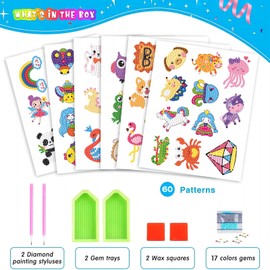 60 Pieces Diamond Painting Children's Animals, Diamond Painting Stickers, Craft Set Girls 5 6 7 8 9 10 11 12 Years, Craft Set Children's Toys from 5-12 Years, Birthday Gift for Boys and Girls