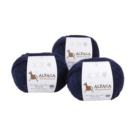 Blend - Juego de 3 madejas de lana de alpaca, peso de peinado, suave y perfecto para tejer y ganchillo (azul marino, peorado)