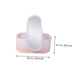 PACKOVE Portable LED Makeup Mirror Organizer Compact Cosmetic Storage Box with High Definition Mirror Premium Abs Material for Home Office Women