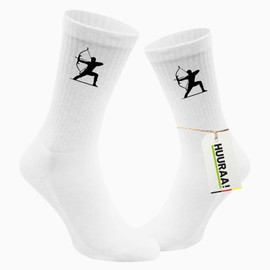 Huuraa Unisex Socks Archery Silhouette Gift Size 4/7 White Archery Gift Idea