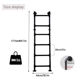 5.3FT Wall/Floor-Mounted Ladders for Home, Basement Window Well Egress Exit Ladder, Metal Step Ladder for RV Attic Bunk Bed, Loft Steps for Dorm Beds, 355LBS Load Capacity (Black, 6 Steps)