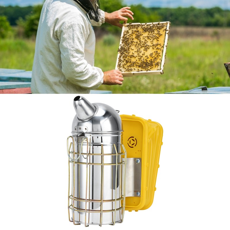 Pointed Beehive Smoker with Heat Protection Board Stainless Steel Bee