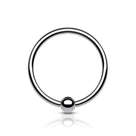 PiercedOff Titanium Fixed Ball Bendable Cut Ring - Thickness 20GA (0.8mm) / Diameter 8mm / Ball Size 2mm