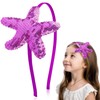 Mermaid Starfish Headband for Women Girls, Purple Holography Sequins Mermaid