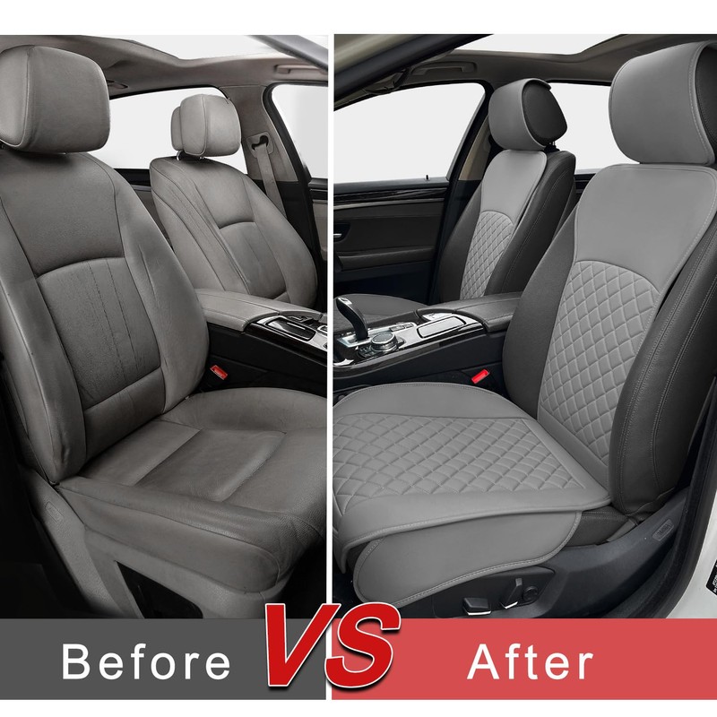 BEITK 2 Pack Leather Front Seat Covers, Universal Sideless Car