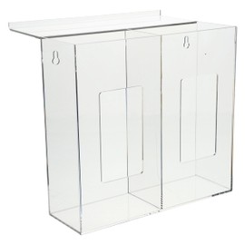 AMERICAN HOSPITAL SUPPLY Double Glove Dispenser with Lid [Pack of 1] - Transparent Storage Container with Screws, Clear Acrylic Container for Gloves, Face Masks, Hairnets | Industrial and Scientific