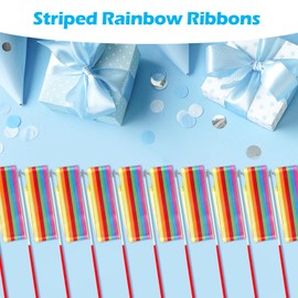 Niceup 24 Pcs Dance Ribbon for Kids Party Bag Fillers, Gymnastics Ribbon Rainbow Streamers Wand for Party Favors, Goodie Bag Fillers for Kids Birthday Princess Fairy Circus Party Decoration Supplies