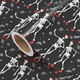 WRAPAHOLIC Funny Christmas Wrapping Paper - Mini Roll - 17 Inch x 16.5 Feet - Dancing Skeleton Wrapping Paper for Christmas Holiday, Party Celebration