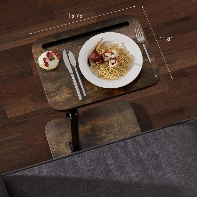 promitop TV Tray Side Table for Couch - 360° Swivel