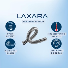 DVGW Reinforced Hose 3/4-1 Inch 30-150 cm, Flex Hose, DN25 & DN19, Water Connection, Heating, Softening System (50 cm, 1 Inch Union Nut with Bow x 1 Inch Male Thread Reinforced Hose)