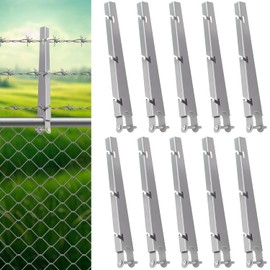 TPHUC 10 Pack Barbed Wire Extension Arms for 1-3/8"" Chain Link Fence, Cornered Barbed Wire Arms for Garden and Home, Silver