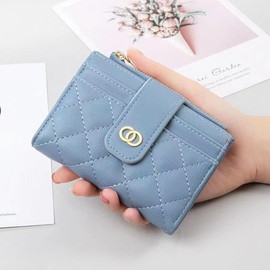 TOFBS Women's Purse, PU Leather, Foldable Wallet, Small Wallet with Zip Pocket, Many Compartments, Card Holder, Wallet, Gifts for Girls and Women, blue, Contemporary