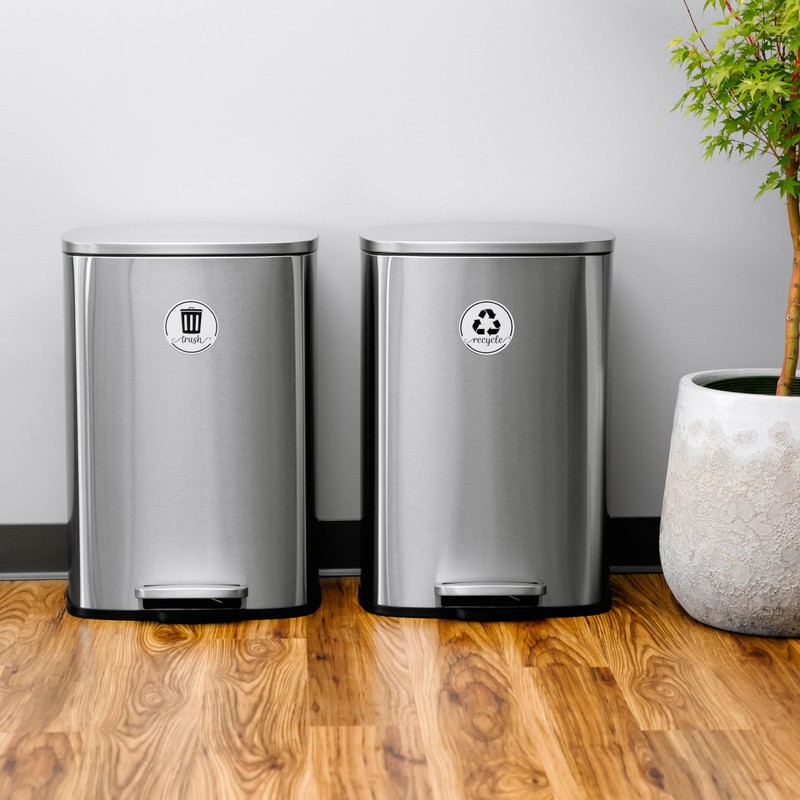 Elegant Recycling Stickers for Trash Can, 3.5" Recycle Stickers for