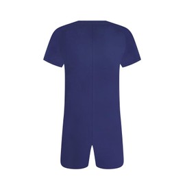 Landofgenie Mens Short Sleeve Bodysuit Onesie Henley Jumpsuit One Piece Pajamas for Adult Navy 2XL