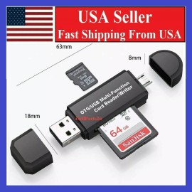 Unbranded Micro USB OTG to USB 2.0 Adapter SD/Micro SD Card Reader With Standard USB Male