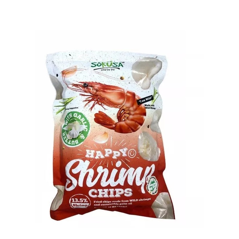 Sokusa Happy Shrimp Chips with Garlic & Butter Family Size