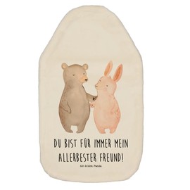 Mr. & Mrs. Panda Hot Water Bottle Bear and Rabbit Hugging - Gift, Bear, Best Friend, Hot Water Bottle with Cover, Girlfriends, Children's Hot Water Bottle