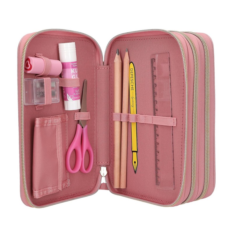 Depesche 13187 Miss Melody Dusty Rose Filled 3-Compartment Pencil Case