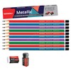 NATARAJ Metallic Super Black Pencils - 10 Pencils + Free