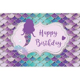 Canessioa Blue Mermaid Backdrop Under The Sea Mermaid Scales Birthday Photography Backdrop for Girl Mermaid Princess Party Decorations Birthday Personal Photo Props 7x5ft (210x150cm)