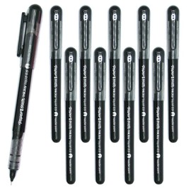 10 x Paper Mate Inkjoy Rollerball Pen | Liquid Ink that is Quick-Drying with Less Smudge | 0.5mm Needle Point Fine Nib for Precise Writing | Black Colour Ink | Loose in Plain Packaging