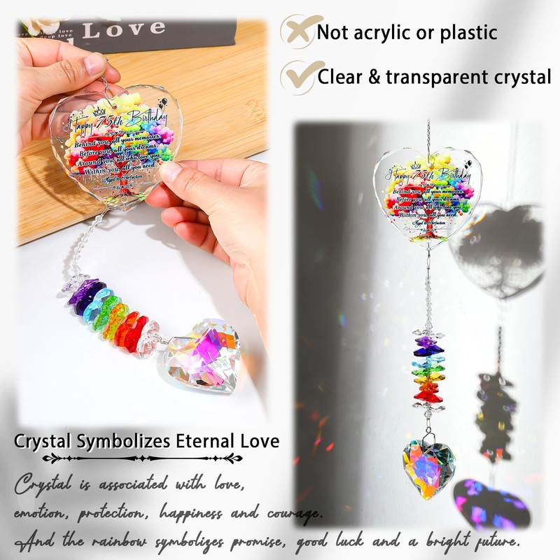 Ornalrist 75th Birthday Gifts for Women Glass Suncatcher 75 Years