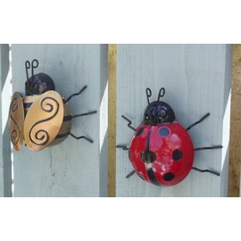 Set of 2 Metal Bee and Ladybird Garden Wall Ornaments