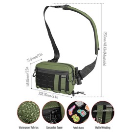 TACTICAL_GEEK Crossbody Shoulder Bag, Nylon Multipurpose Daypack, Chest Backpack Casual Shoulder for Daily Carry (Black Green-L3S-CR-Small)