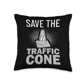 Traffic Cone Road Sign Safety Pylons Throw Pillow