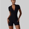 Women's All-in-One Summer Zipper Short-Sleeve Yoga Jumpsuit for Dance & Fitness XL/Black 5ea