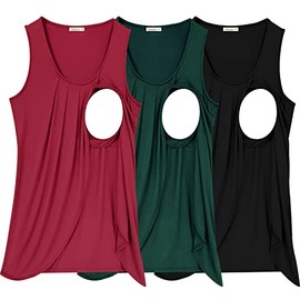 PARNIXS Summer Women's Maternity Nursing Tank Top Sleeveless Comfy Breastfeeding Clothes