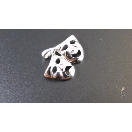 Renegade Jewelry Solid 925 Sterling Silver Classical Theater Mask Pendant, Comedy & Tragedy Faces