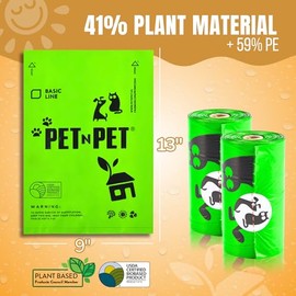 Pet N Pet Bolsas Para Popo Perro 270 Recuentos Biodegradables, 15 Rollos 41% USDA