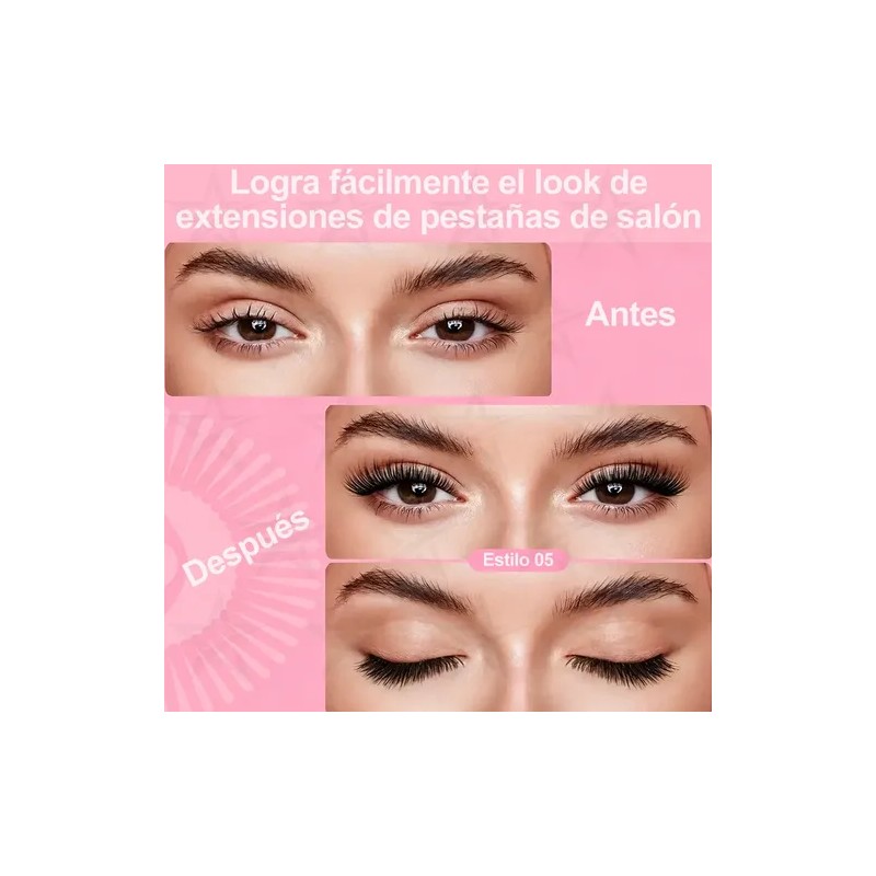 2 Pares Pestañas Magnéticas Natural Reutilizables +aplicador