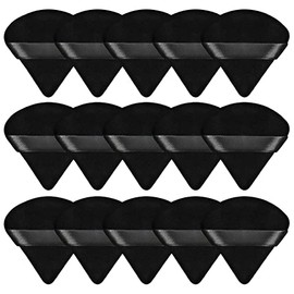 15 Pieces Powder Puff Face Soft Makeup Sponge, Triangle Powder Puffs for Loose Powder Mineral Powder Velour Puff for Face Exquisite Makeup Eyes Contouring, Beauty Makeup Tools(Black)
