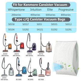 8 Pack Type Q/C 53292 Vacuum Bags Replacement for Kenmore Canister Vacuums - Fits 200/400/600/700/800 Series,5055, 50557, 50558, HEPA Filtration, Large Capacity Dust Capture